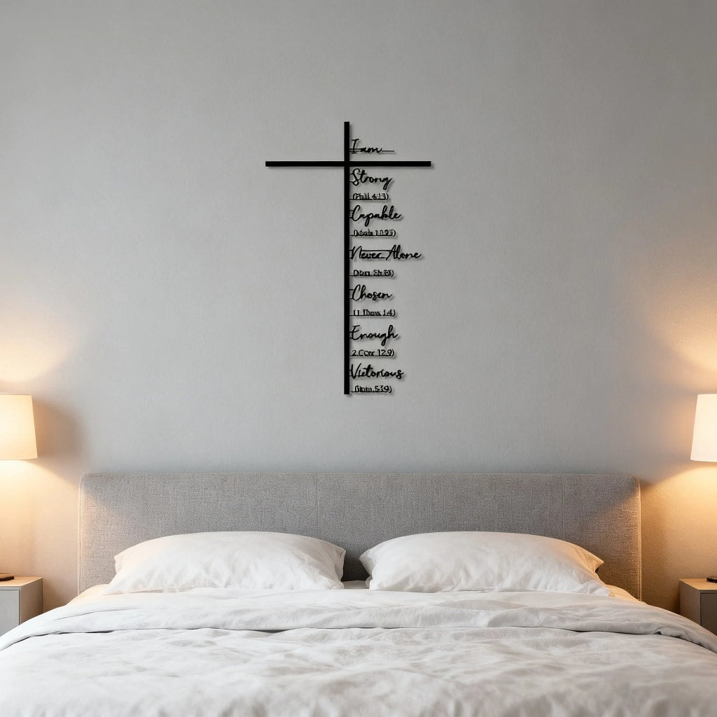 Elegant Metal Christian Heart & Cross Wall Art