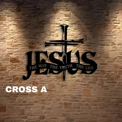 Elegant Metal Christian Heart & Cross Wall Art
