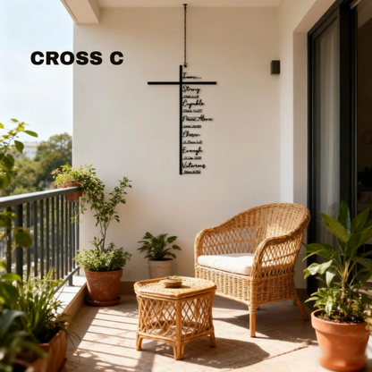 Elegant Metal Christian Heart & Cross Wall Art