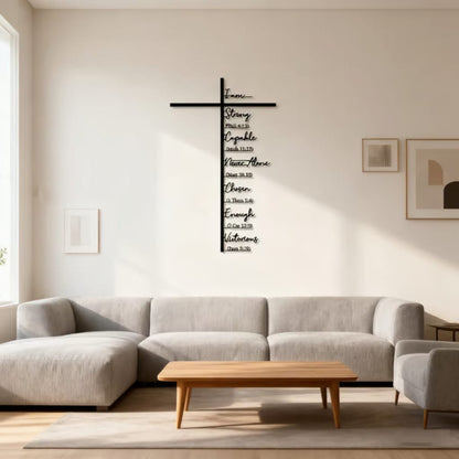 Elegant Metal Christian Heart & Cross Wall Art