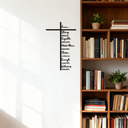 Elegant Metal Christian Heart & Cross Wall Art