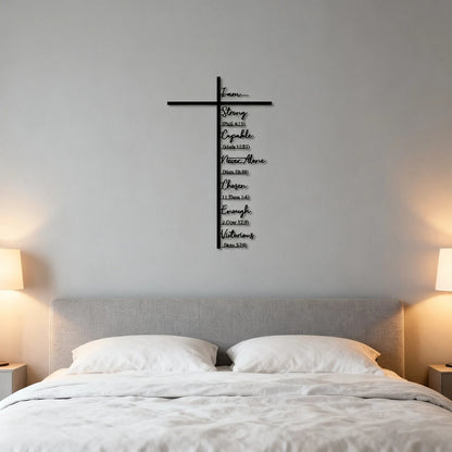 Elegant Metal Christian Heart & Cross Wall Art